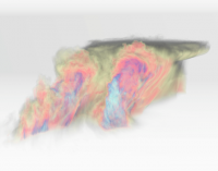 Image generated through in situ visualization of the CM1 tornado simulation with Damaris and VisIt.